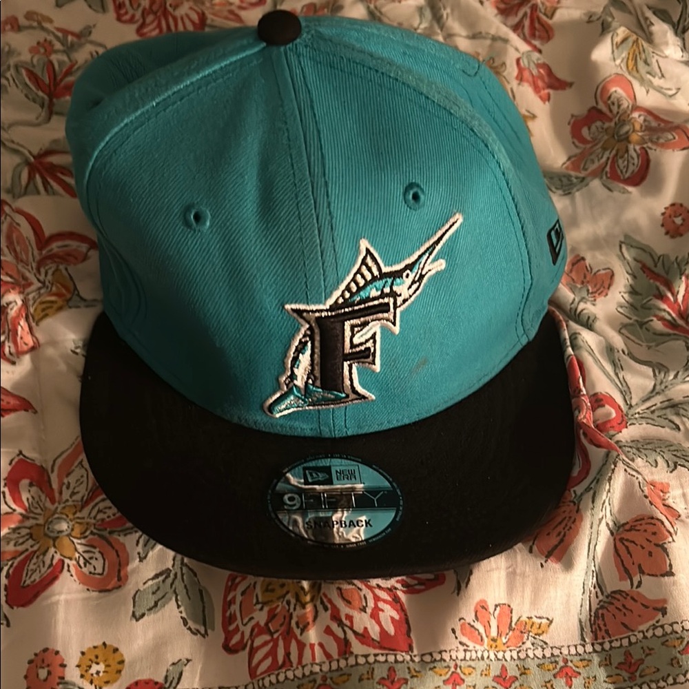 Teal and Black Snapback Hat